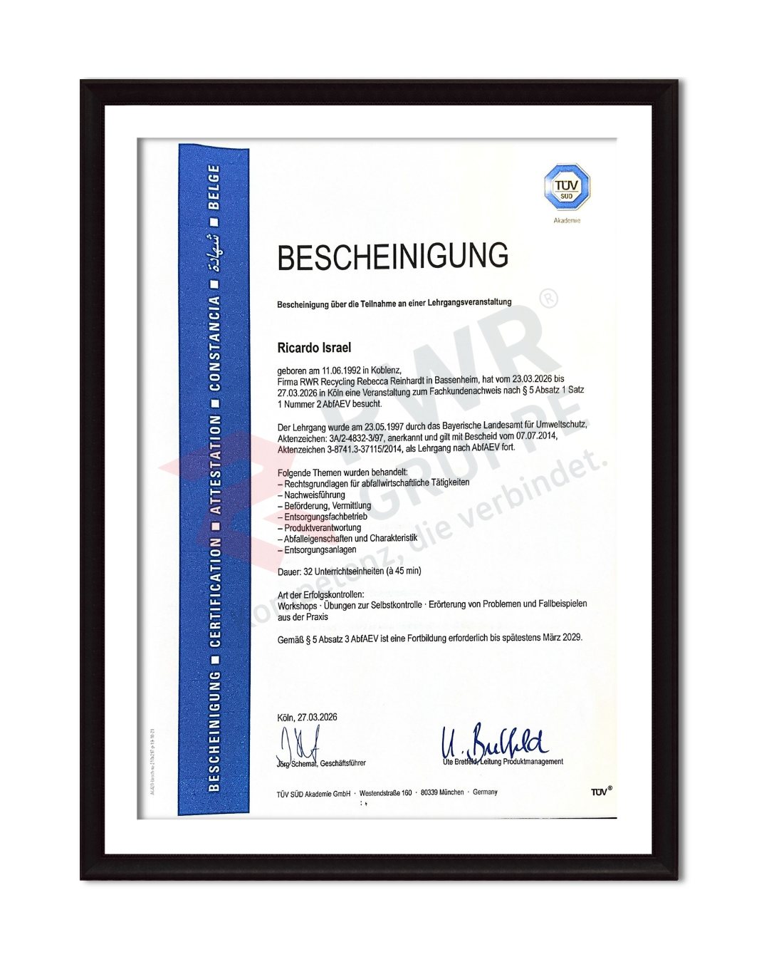 RWR Recycling Zertifizierung 3